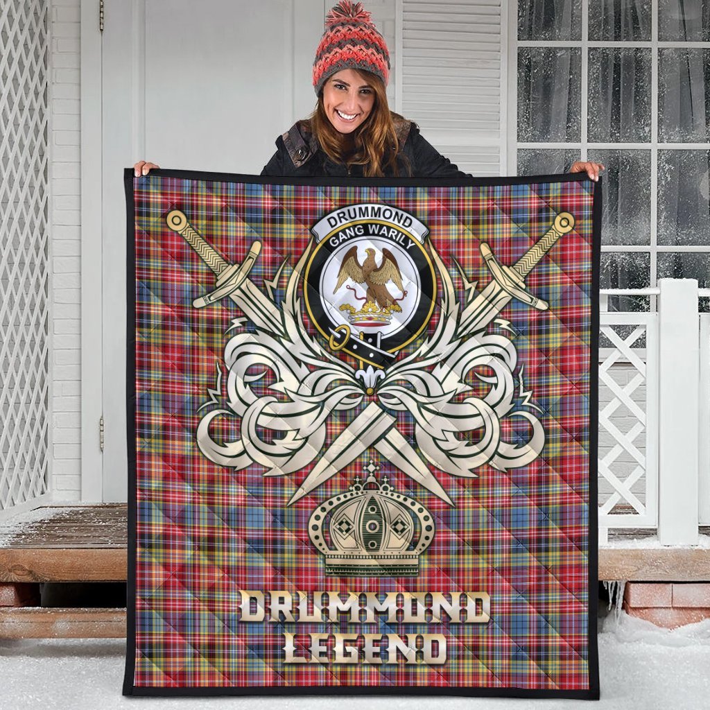 Drummond of Strathallan Tartan Crest Legend Gold Royal Premium Quilt