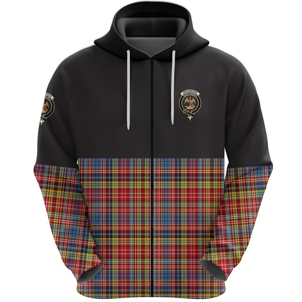 Drummond of Strathallan Clan Half Of Tartan Zipper Hoodie