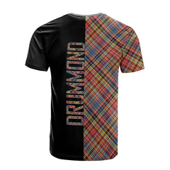 Drummond of Strathallan Tartan T-Shirt Half of Me - Cross Style