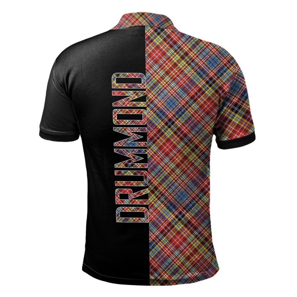 Drummond of Strathallan Tartan Polo Shirt Half of Me - Cross Style