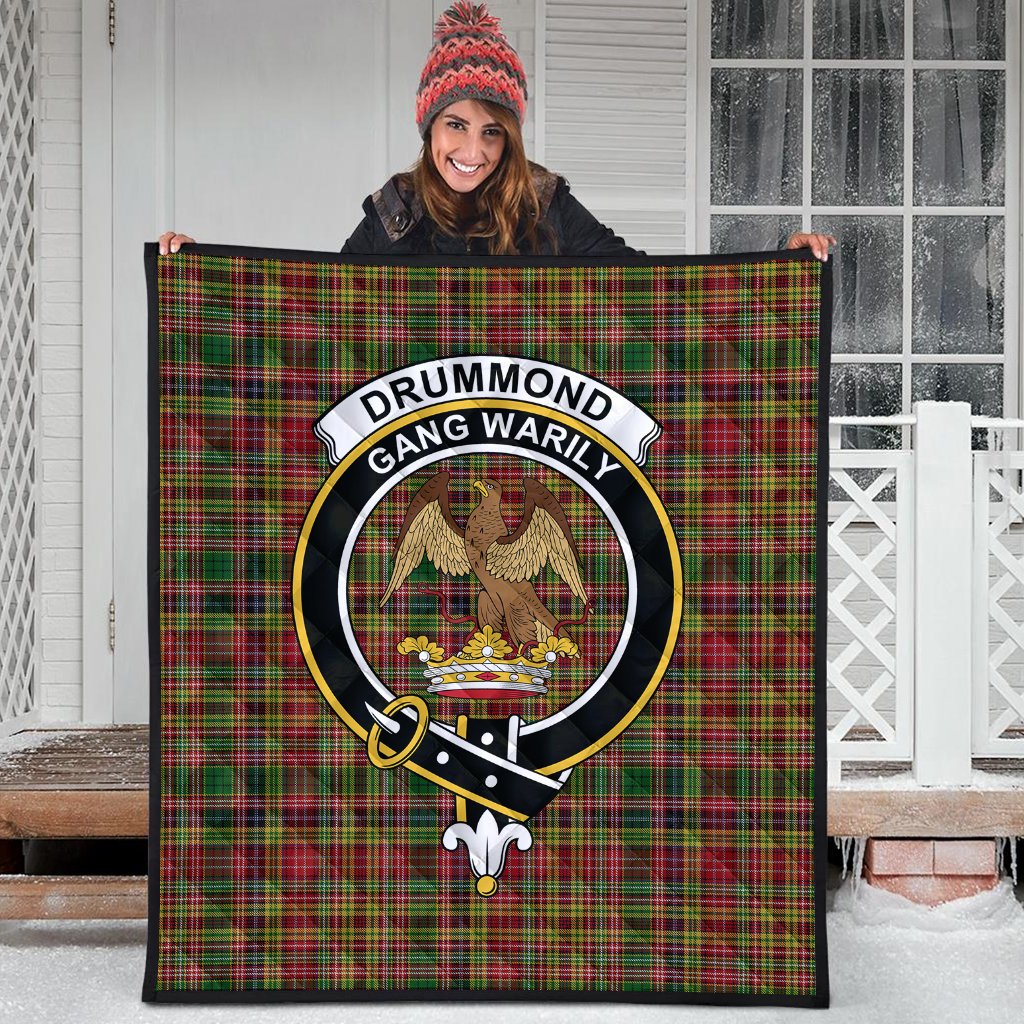 Drummond of Strathallan or Ogilvy Tartan Crest Quilt