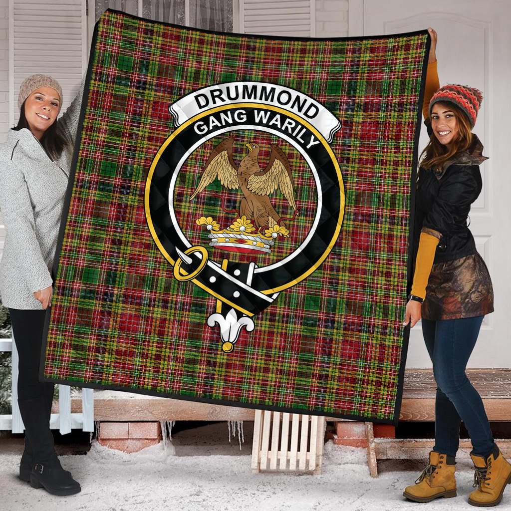 Drummond of Strathallan or Ogilvy Tartan Crest Quilt