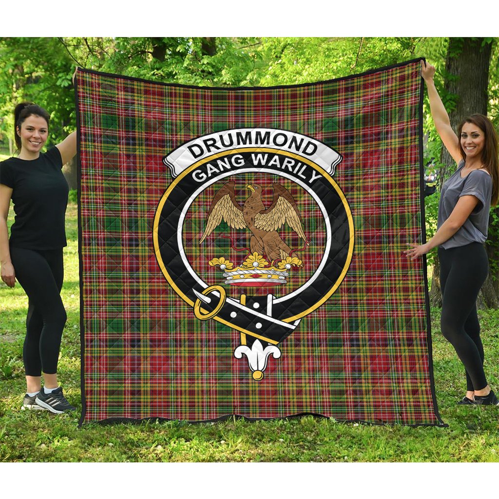 Drummond of Strathallan or Ogilvy Tartan Crest Quilt