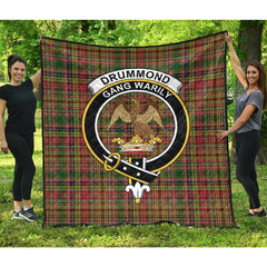 Drummond of Strathallan or Ogilvy Tartan Crest Quilt