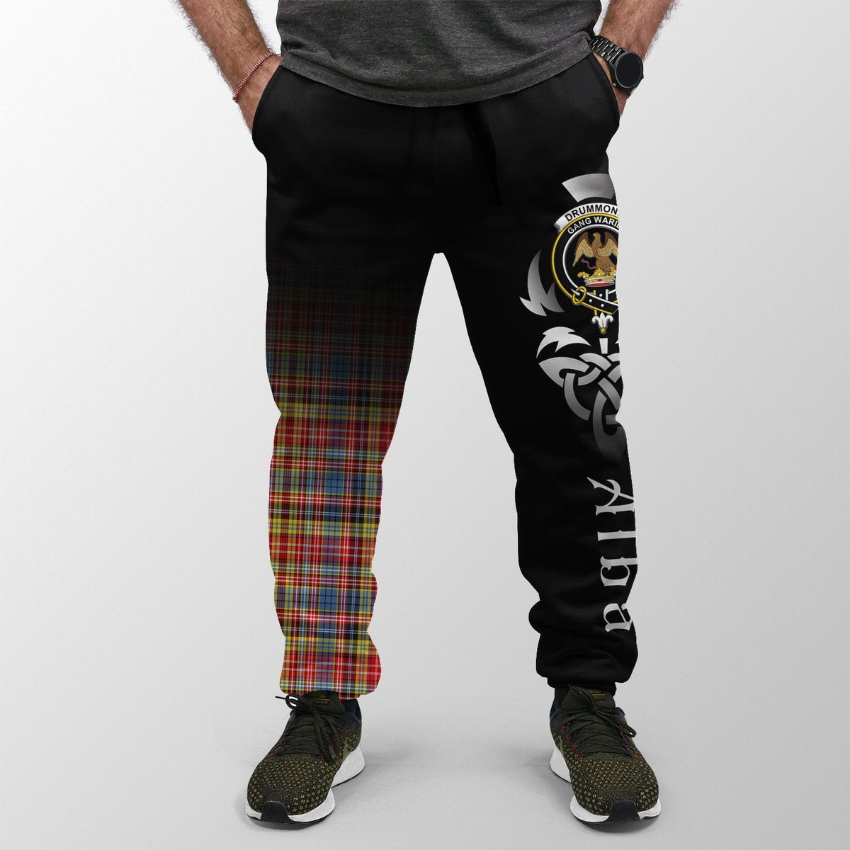 Drummond Of Strathallan Tartan Crest Jogger Sweatpants - Alba Celtic Style