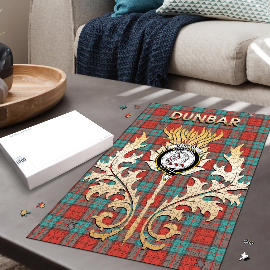 Dunbar Ancient Tartan Crest Thistle Jigsaw Puzzles