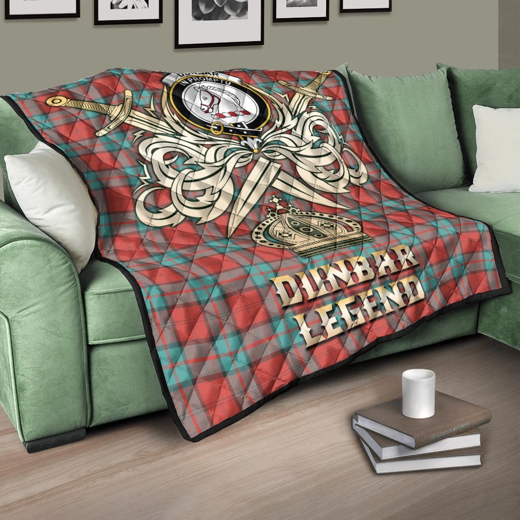 Dunbar Ancient Tartan Crest Legend Gold Royal Premium Quilt