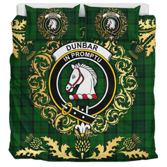 Dunbar Hunting Tartan Crest Bedding Set - Golden Thistle Style