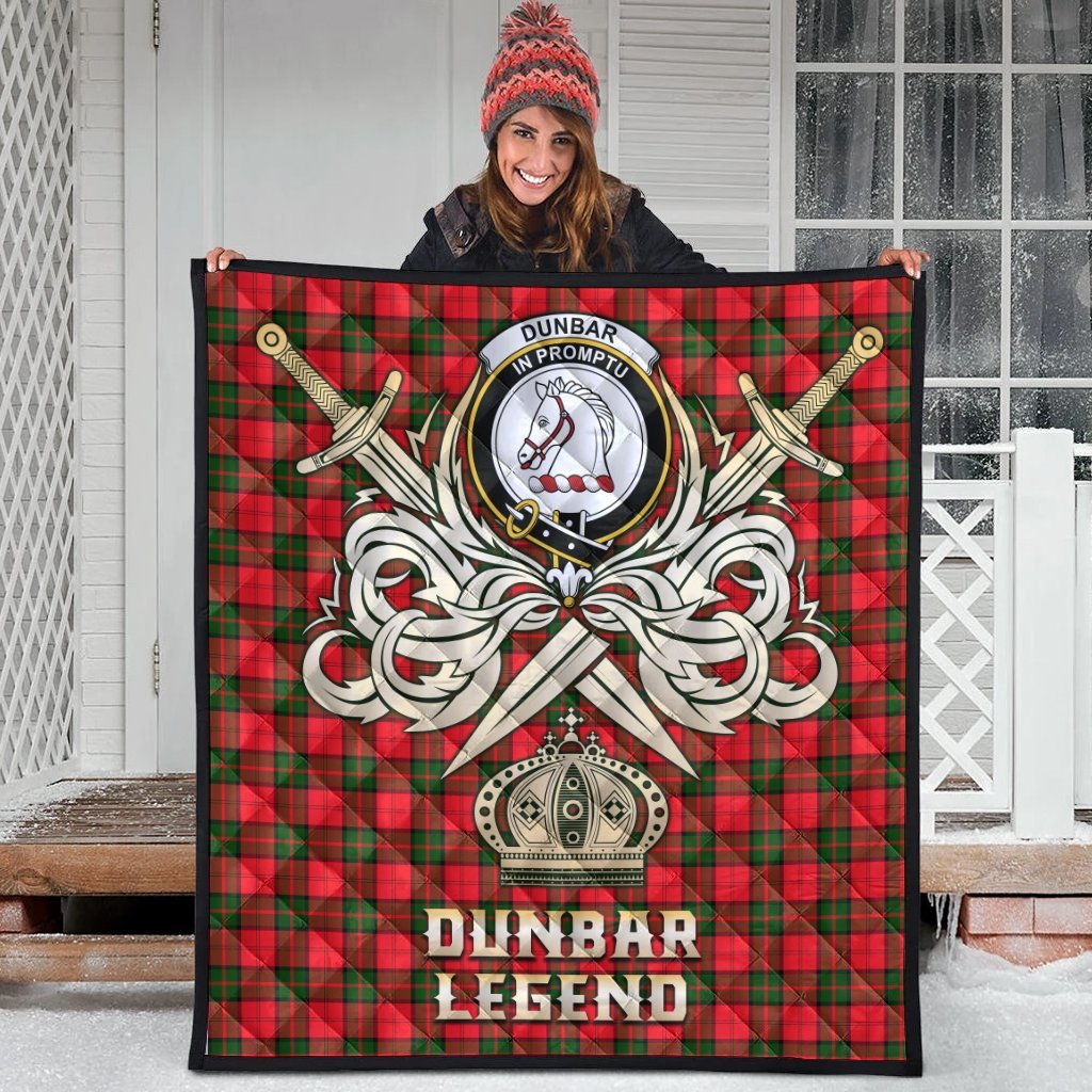 Dunbar Modern Tartan Crest Legend Gold Royal Premium Quilt