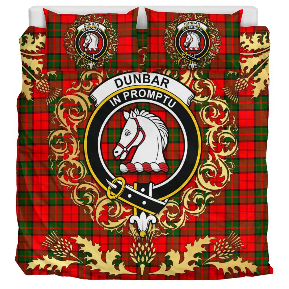 Dunbar Modern Tartan Crest Bedding Set - Golden Thistle Style