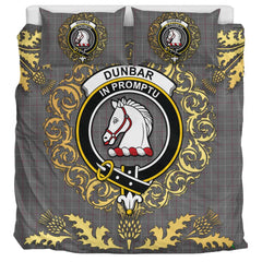 Dunbar of Pitgaveny Tartan Crest Bedding Set - Golden Thistle Style