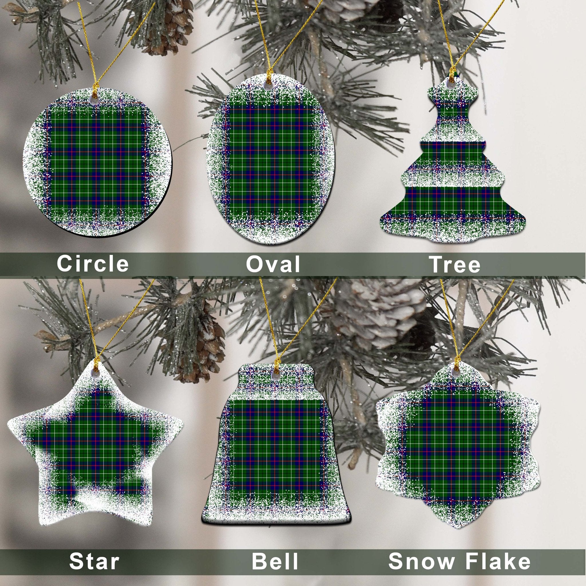 Duncan Tartan Christmas Ceramic Ornament - Snow Style