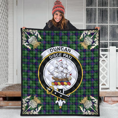 Duncan Modern Tartan Crest Premium Quilt - Gold Thistle Style