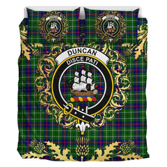 Duncan Modern Tartan Crest Bedding Set - Golden Thistle Style