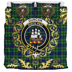 Duncan Modern Tartan Crest Bedding Set - Golden Thistle Style