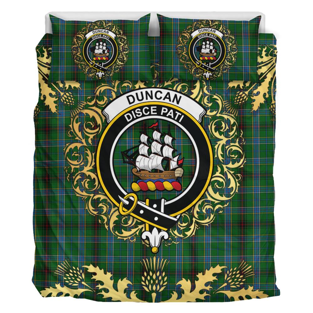 Duncan of Sketraw Tartan Crest Bedding Set - Golden Thistle Style