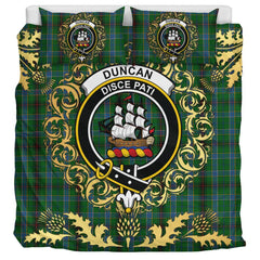 Duncan of Sketraw Tartan Crest Bedding Set - Golden Thistle Style