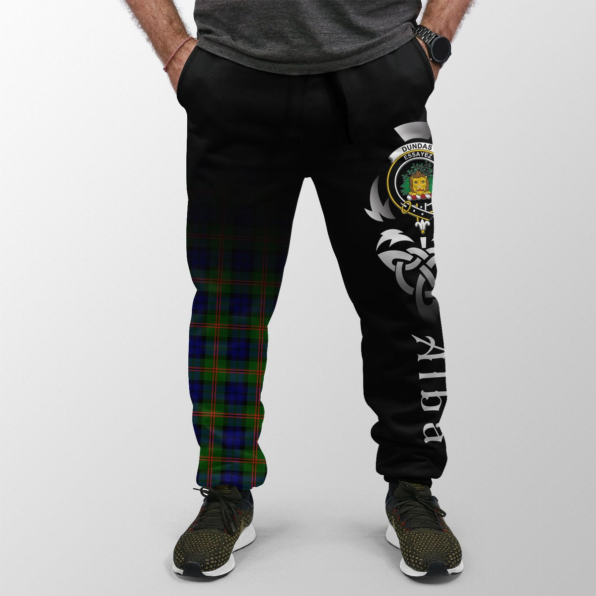 Dundas Modern 02 Tartan Crest Jogger Sweatpants - Alba Celtic Style