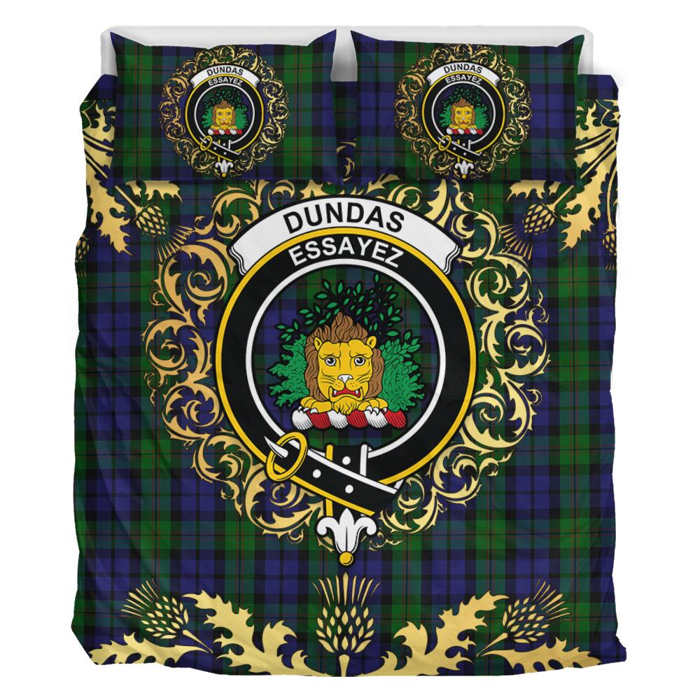 Dundas 02 Tartan Crest Bedding Set - Golden Thistle Style