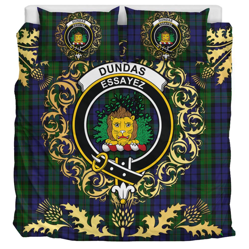 Dundas 02 Tartan Crest Bedding Set - Golden Thistle Style