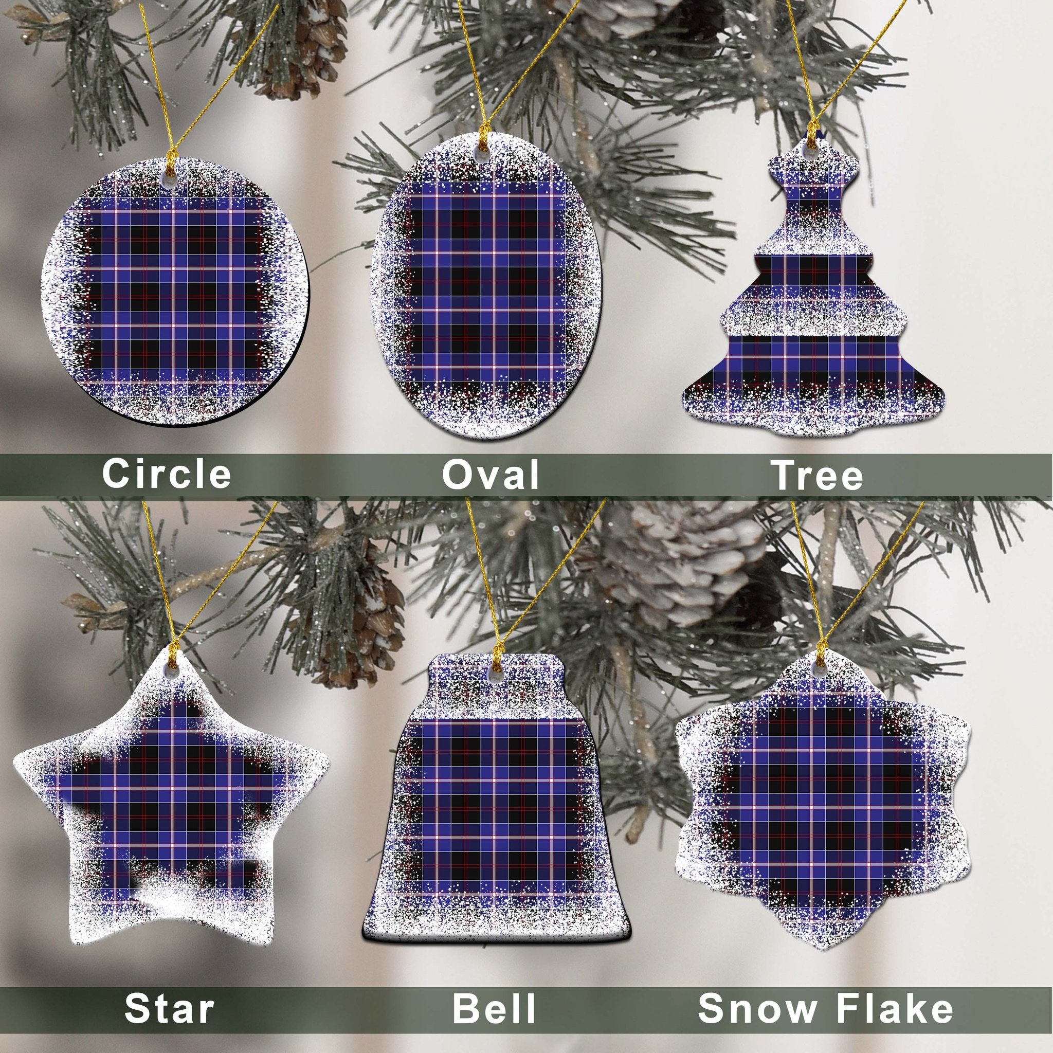 Dunlop Tartan Christmas Ceramic Ornament - Snow Style