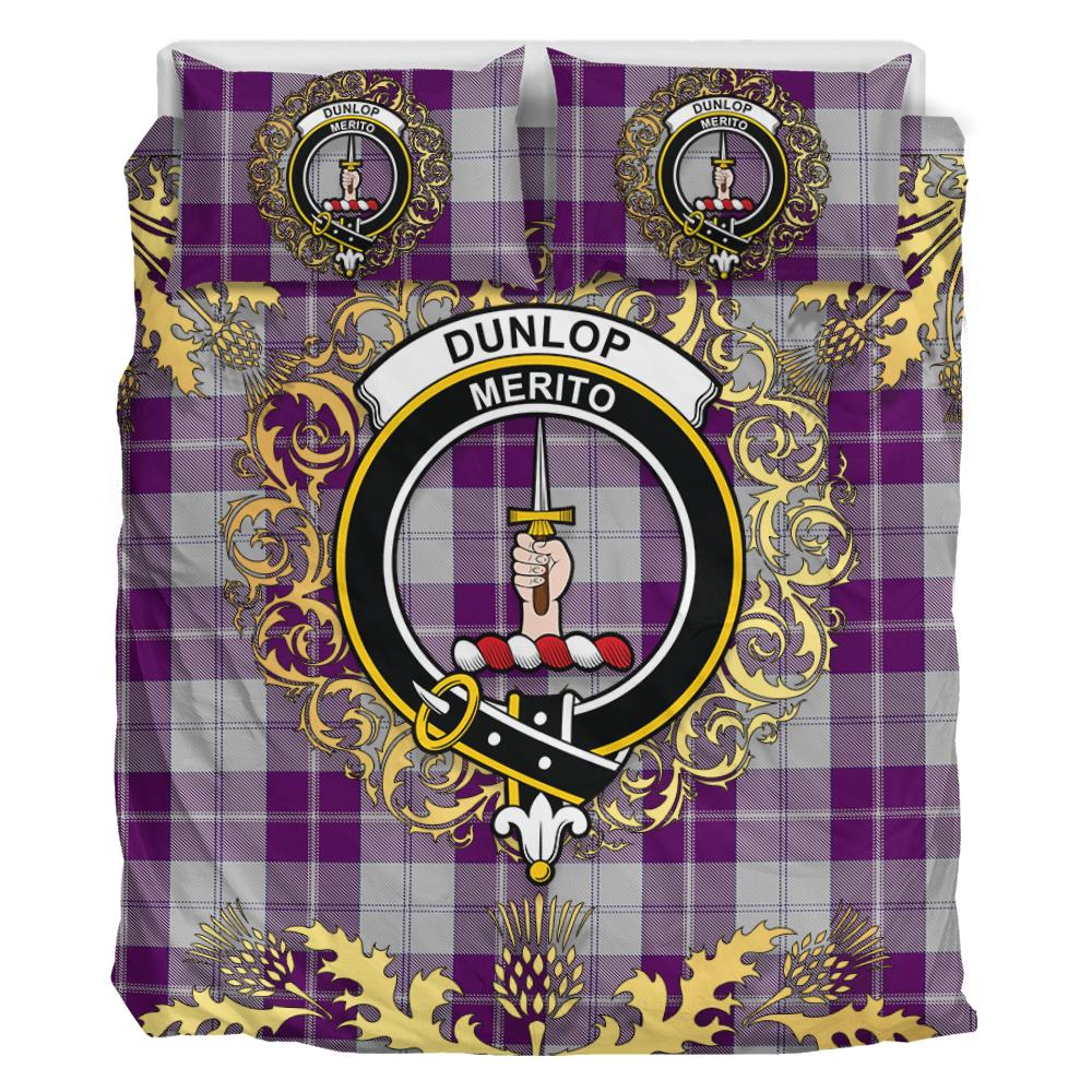 Dunlop Dress Tartan Crest Bedding Set - Golden Thistle Style