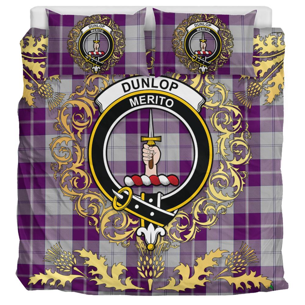 Dunlop Dress Tartan Crest Bedding Set - Golden Thistle Style