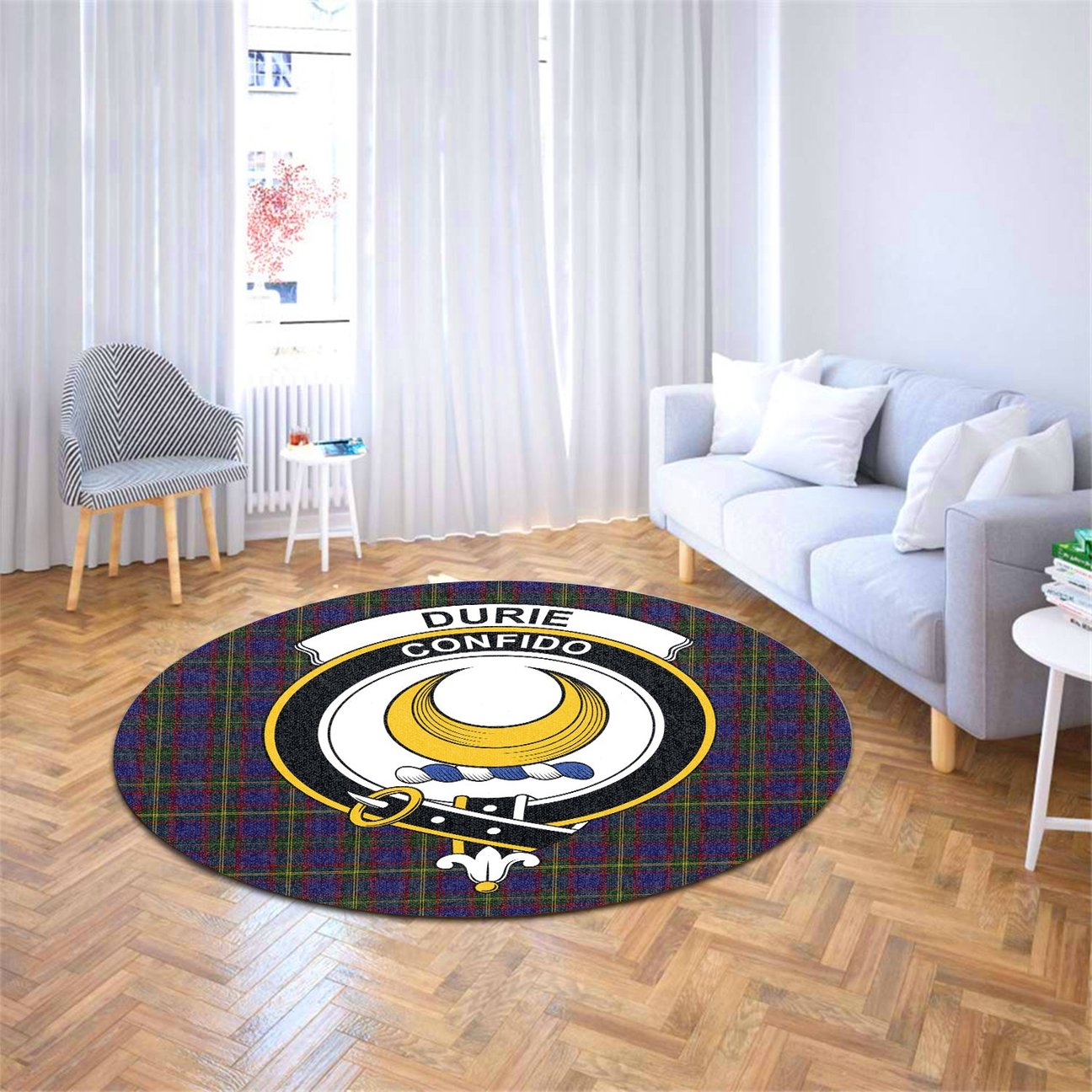 Durie Tartan Crest Round Rug