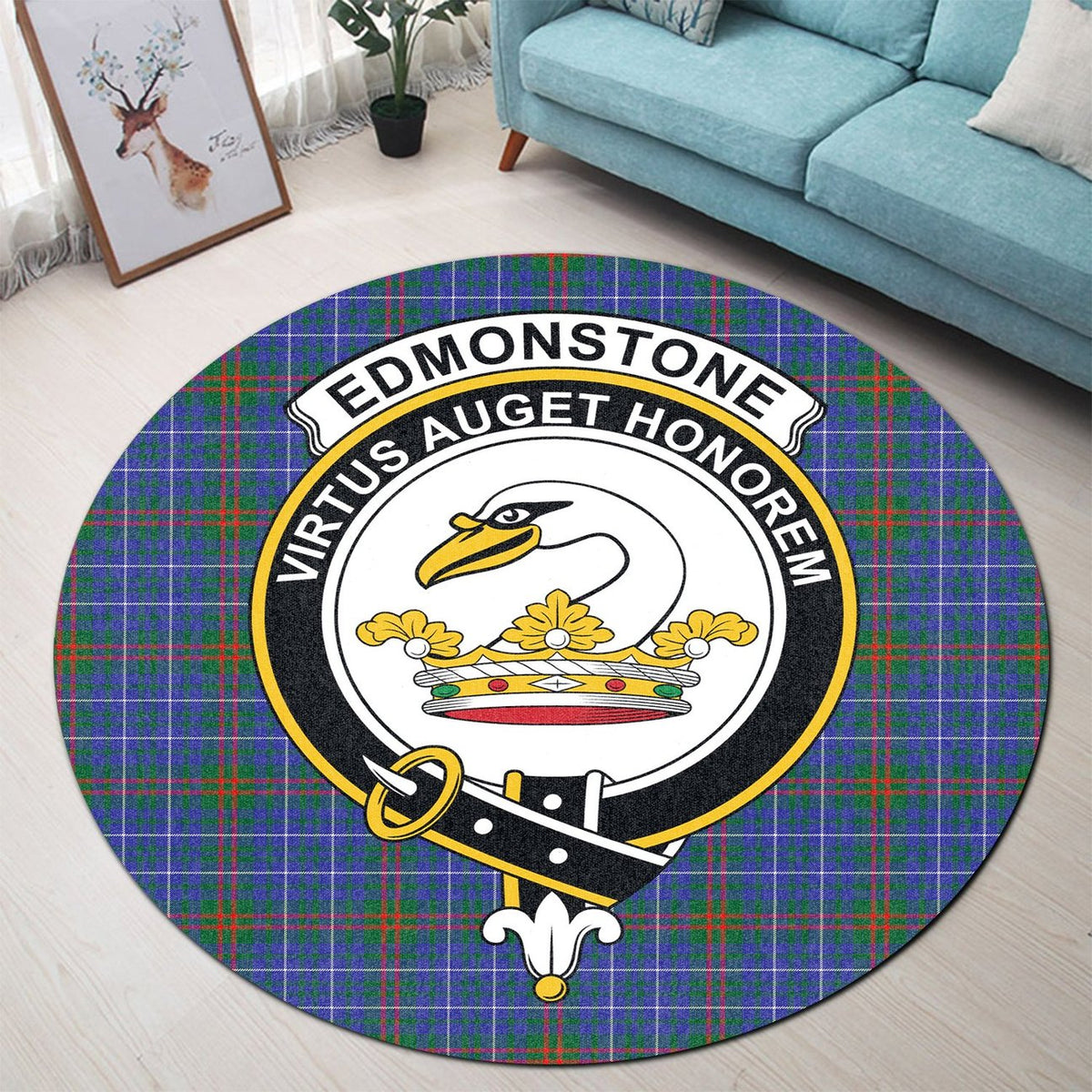 Edmonstone Tartan Crest Round Rug