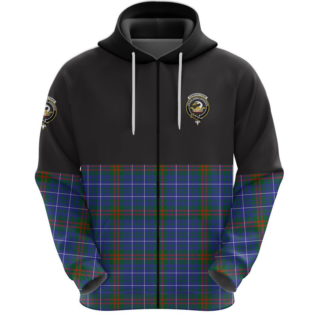 Edmonstone Clan Half Of Tartan Zipper Hoodie