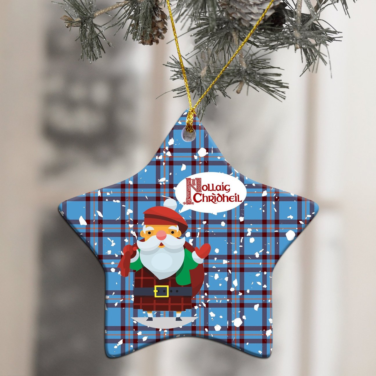 Elliot Ancient Tartan Christmas Ceramic Ornament - Santa Style