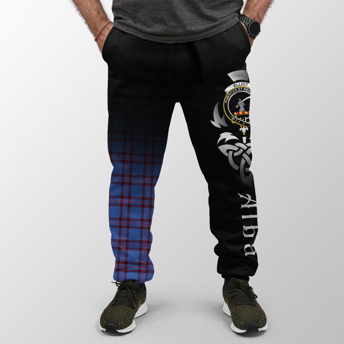 Elliot Modern Tartan Crest Jogger Sweatpants - Alba Celtic Style