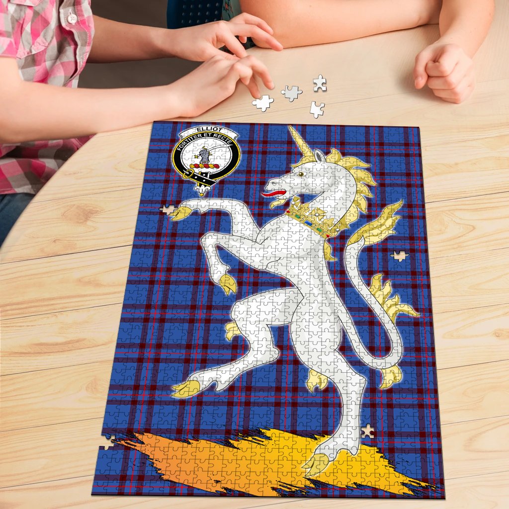 Elliot Modern Tartan Crest Unicorn Scotland Jigsaw Puzzles