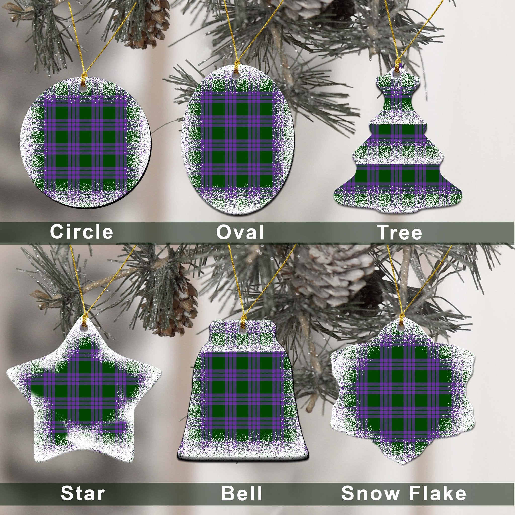 Elphinstone Tartan Christmas Ceramic Ornament - Snow Style