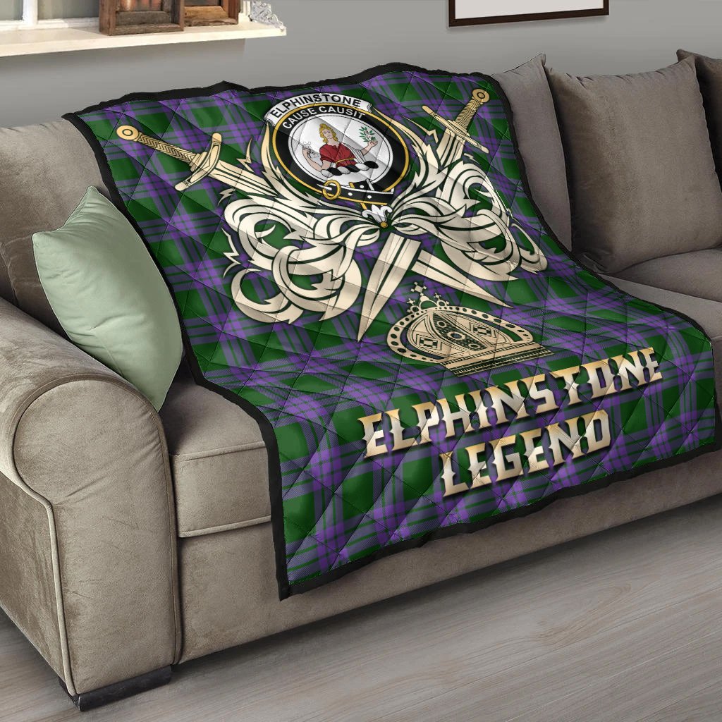 Elphinstone Tartan Crest Legend Gold Royal Premium Quilt