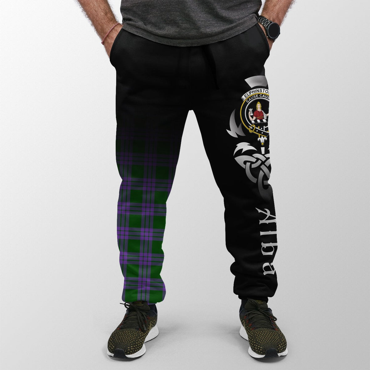 Elphinstone Tartan Crest Jogger Sweatpants - Alba Celtic Style