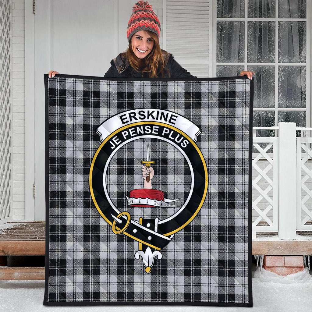 Erskine Black and White Tartan Crest Quilt