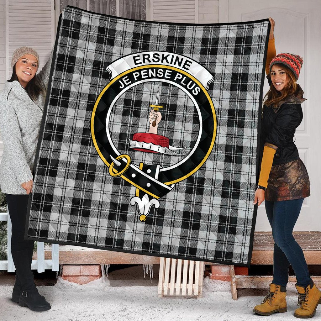 Erskine Black and White Tartan Crest Quilt