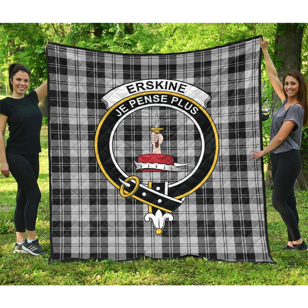 Erskine Black and White Tartan Crest Quilt