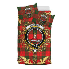 Erskine Modern Tartan Crest Bedding Set - Golden Thistle Style