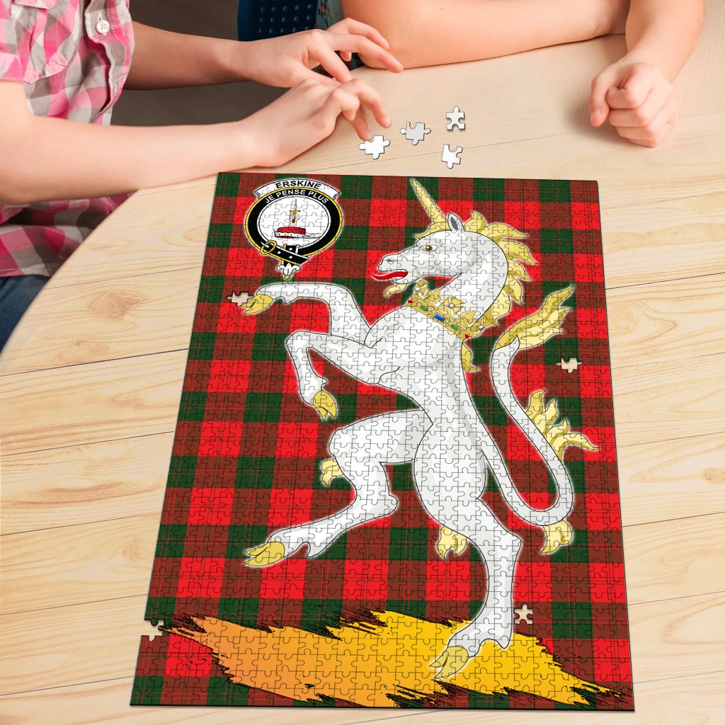 Erskine Modern Tartan Crest Unicorn Scotland Jigsaw Puzzles