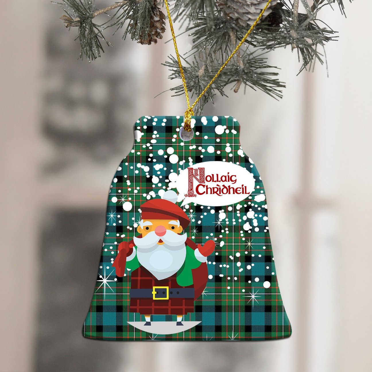 Ferguson Ancient Tartan Christmas Ceramic Ornament - Santa Style