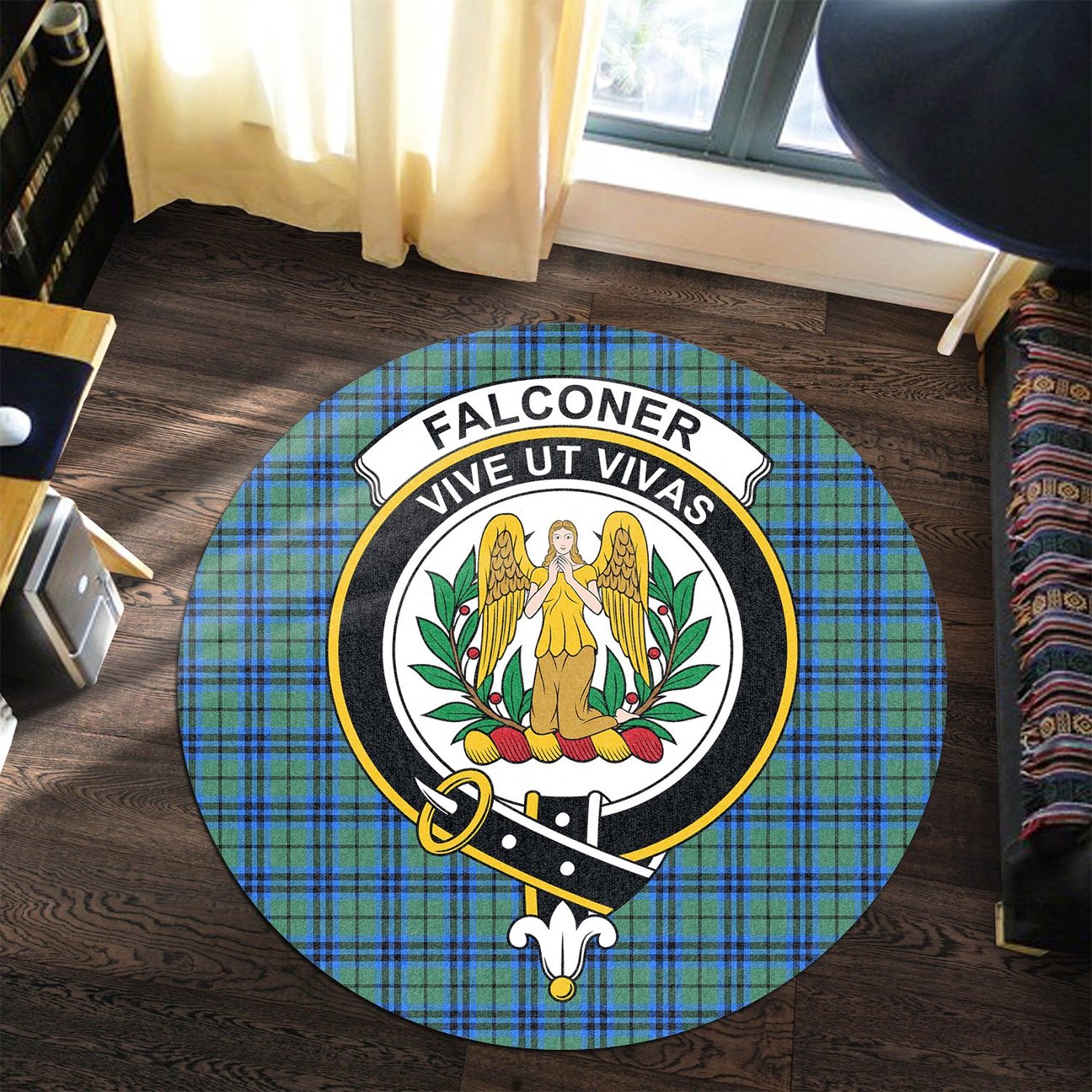 Falconer Tartan Crest Round Rug