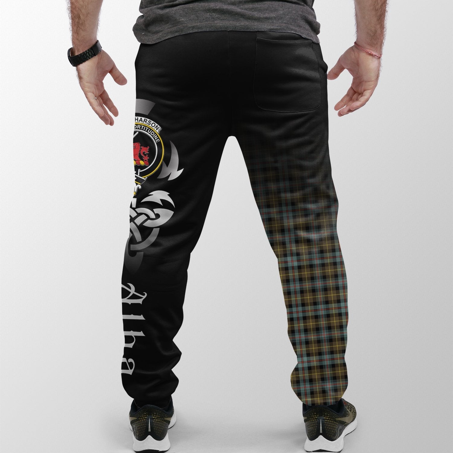 Farquharson Weathered Tartan Crest Jogger Sweatpants - Alba Celtic Style