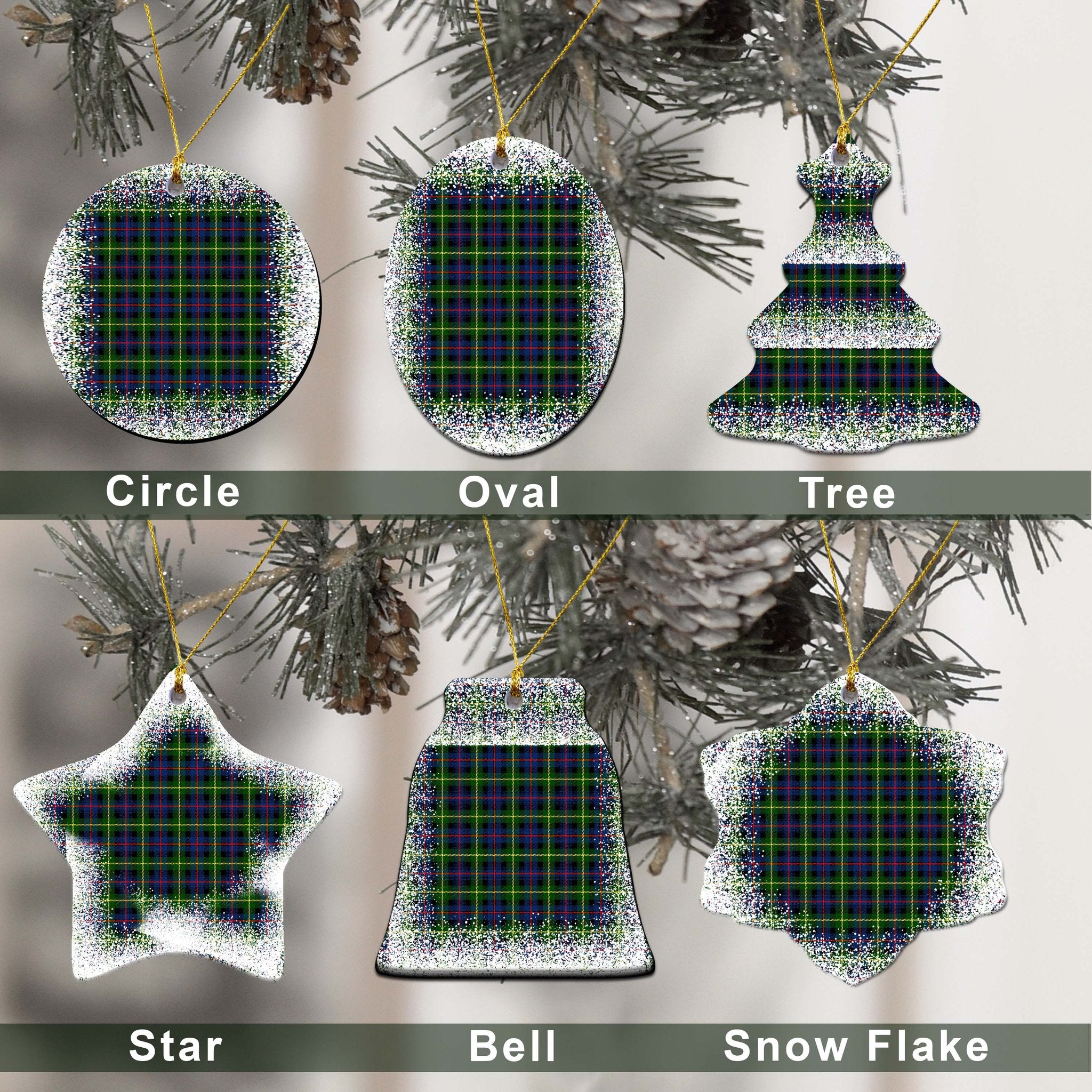 Farquharson Tartan Christmas Ceramic Ornament - Snow Style