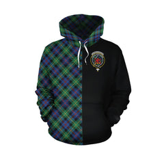 Farquharson Ancient Tartan Hoodie Half of Me - Cross Style