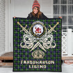Farquharson Modern Tartan Crest Legend Gold Royal Premium Quilt