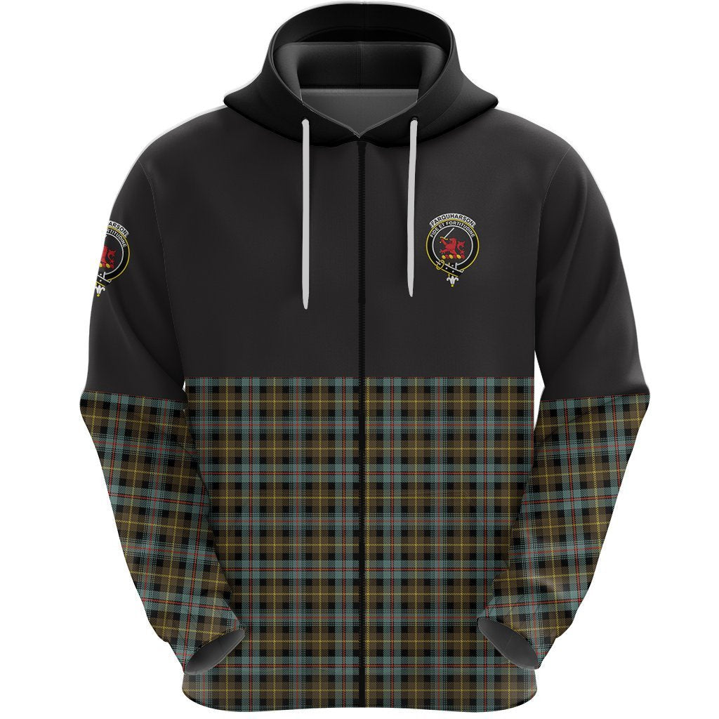 Farquharson Weathered Clan Half Of Tartan Zipper Hoodie