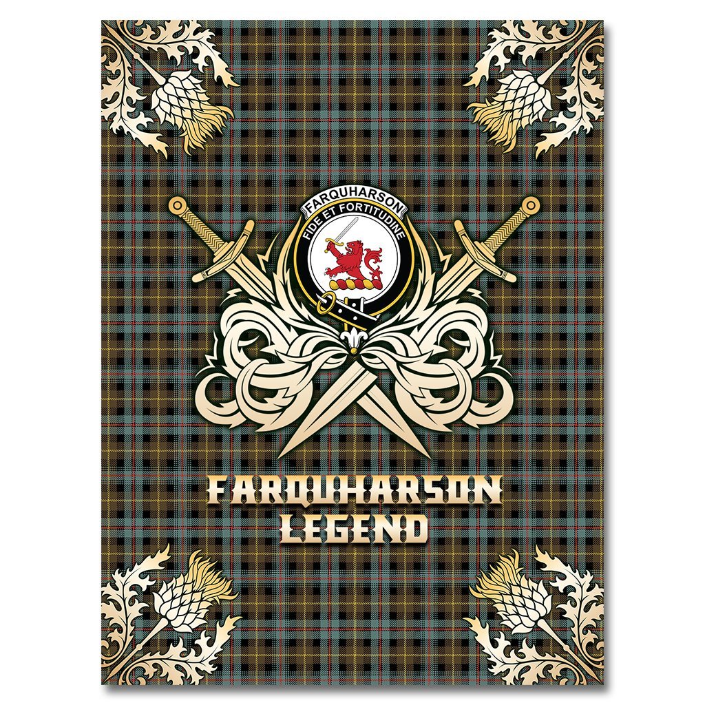 Farquharson Weathered Tartan Gold Courage Symbol Blanket