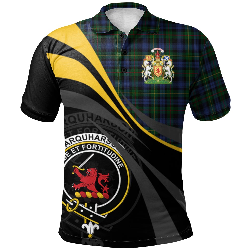 Farquharson or MacEwen Tartan Polo Shirt - Royal Coat Of Arms Style